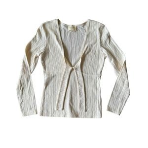 Sezane XS Cream Ivory Knit Top V Neck